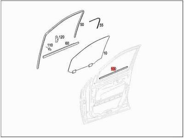 Window rubber / window moustache in front 