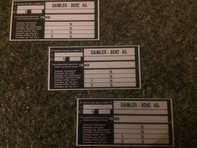 Blank identification plates Mercedes G