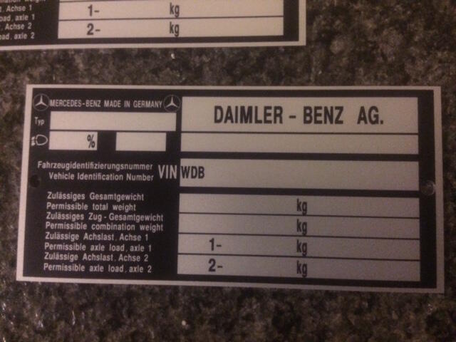 Blank identification plates Mercedes G