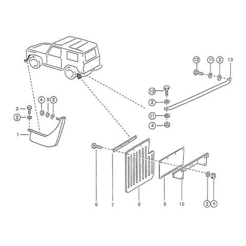 Spatscherm W460 / W461 Links + Rechts achteraan